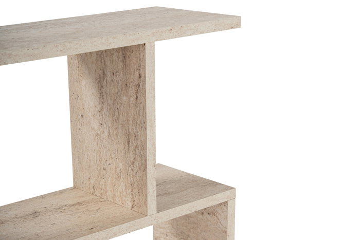 Hanah Home Mesa Auxiliar Life Travertino Mármol 60x60x20cm Elegante y Sofisticada para Salón o Dormitorio